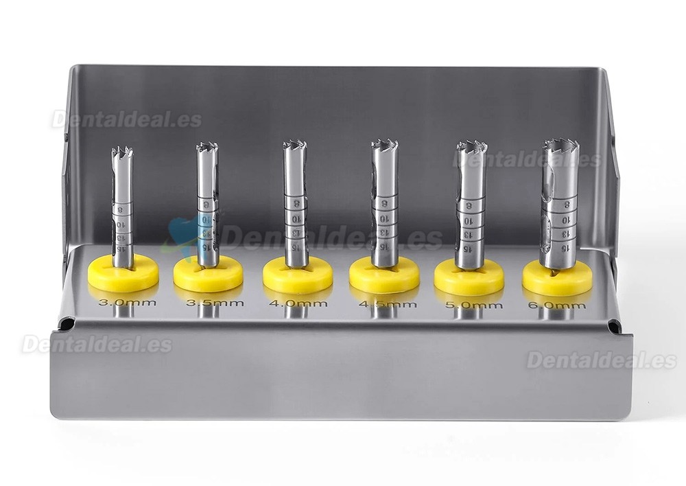 Kit 6 Piezas Fresas Trepanadoras &Oacute;seas para Implantes Dentales